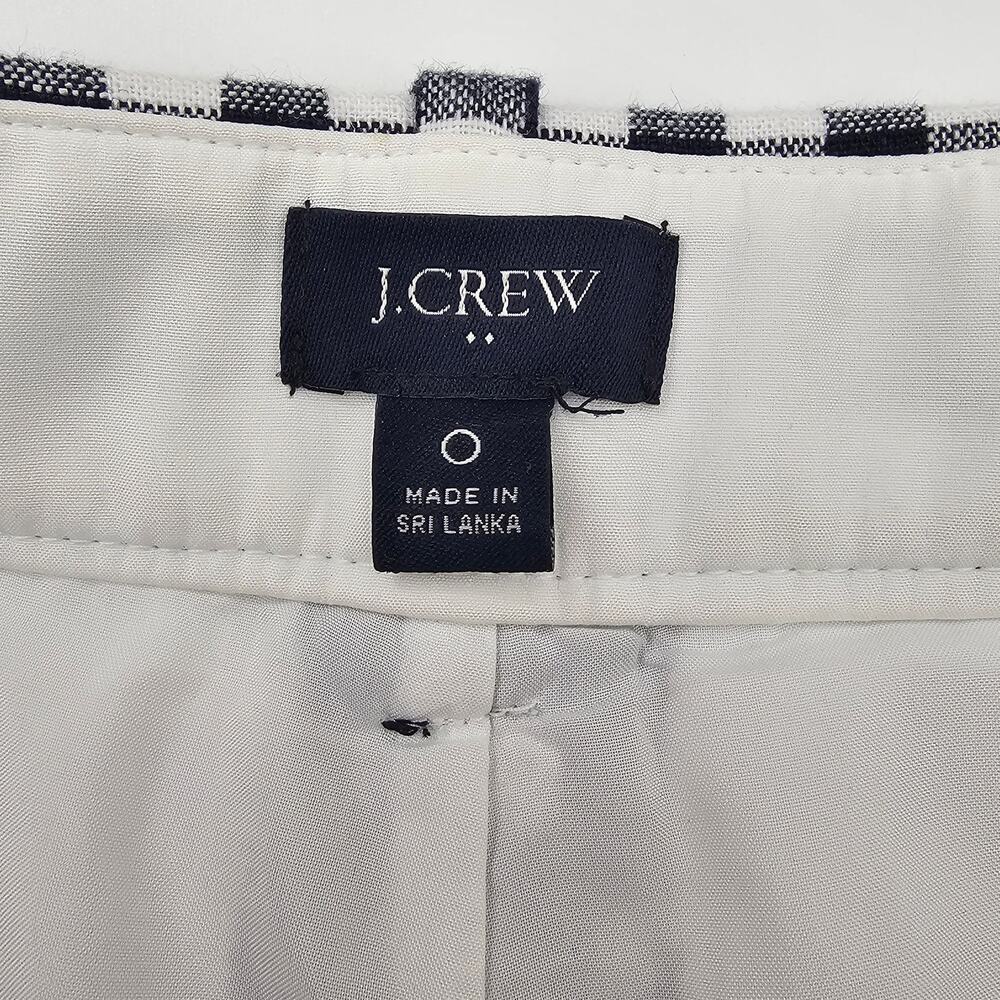 EUC J. CREW Navy-White Checkered Gingham Linen-Cotton Lined Holland Pants 0 - Picture 9 of 9